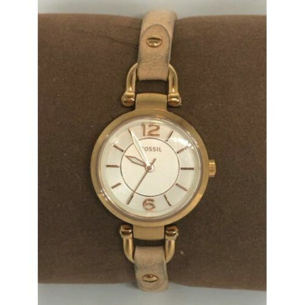 Fossil ES3745 Georgia Women Beige Leather Analog Dial Quartz Genuine Watch Bb590